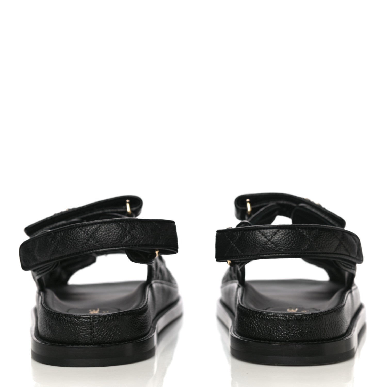 Chanel Grained Calfskin Velcro Dad Sandals 40 Black 6 of 10