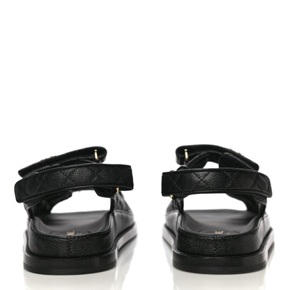 Chanel Grained Calfskin Velcro Dad Sandals 40 Black 6 of 10