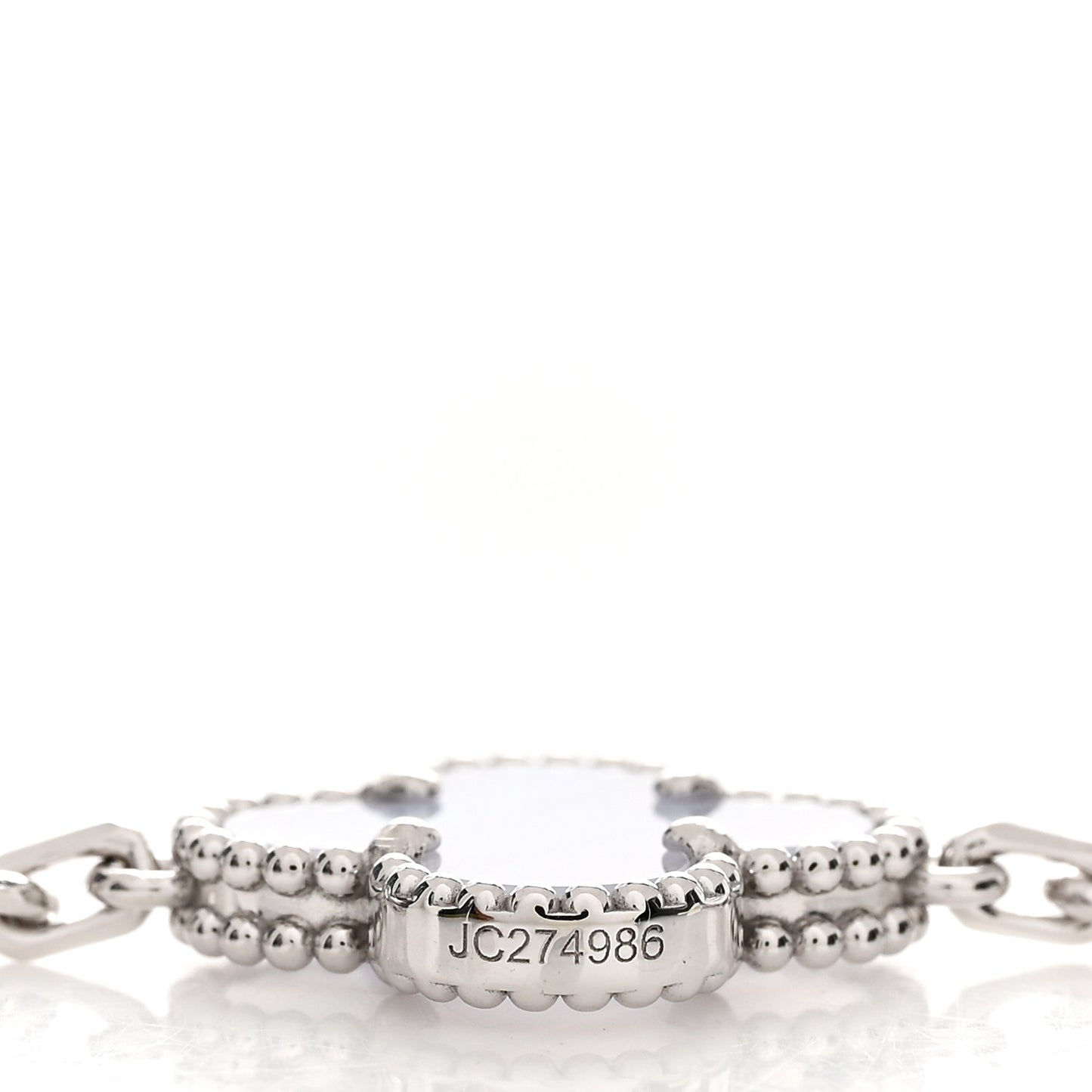 18K White Gold Chalcedony 5 Motifs Vintage Alhambra Bracelet