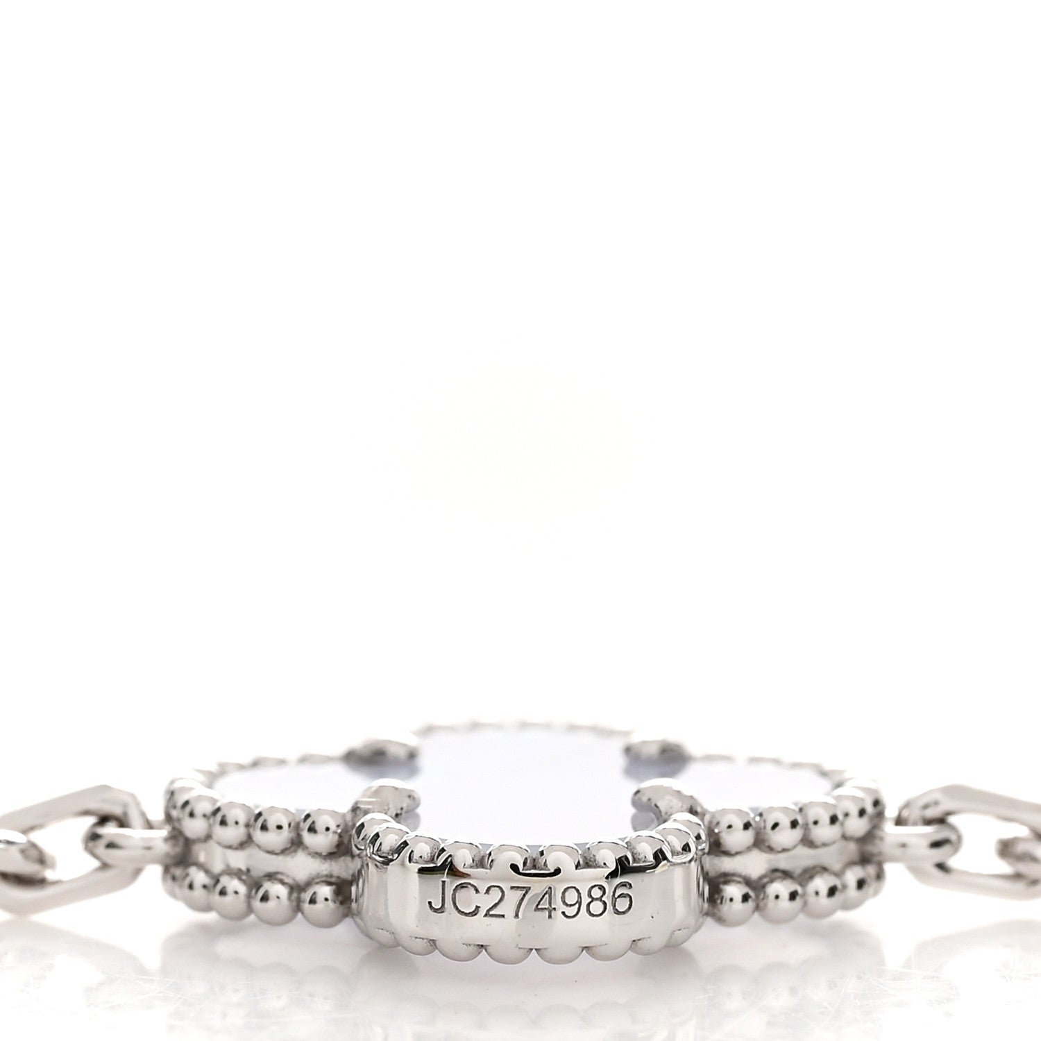 Van Cleef & Arpels 18K White Gold Chalcedony 5 Motifs Vintage Alhambra Bracelet 3 of 5