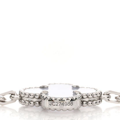 Van Cleef & Arpels 18K White Gold Chalcedony 5 Motifs Vintage Alhambra Bracelet 3 of 5