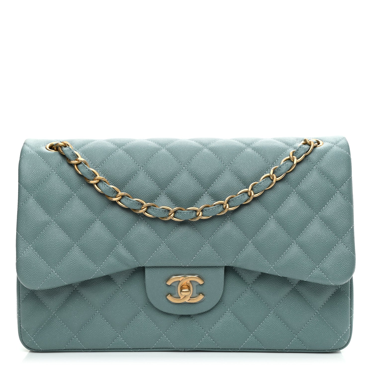 Chanel Iridescent Caviar Quilted Jumbo Double Flap Light Blue 1 of 11