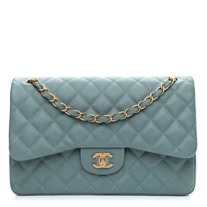 Chanel Iridescent Caviar Quilted Jumbo Double Flap Light Blue 1 of 11