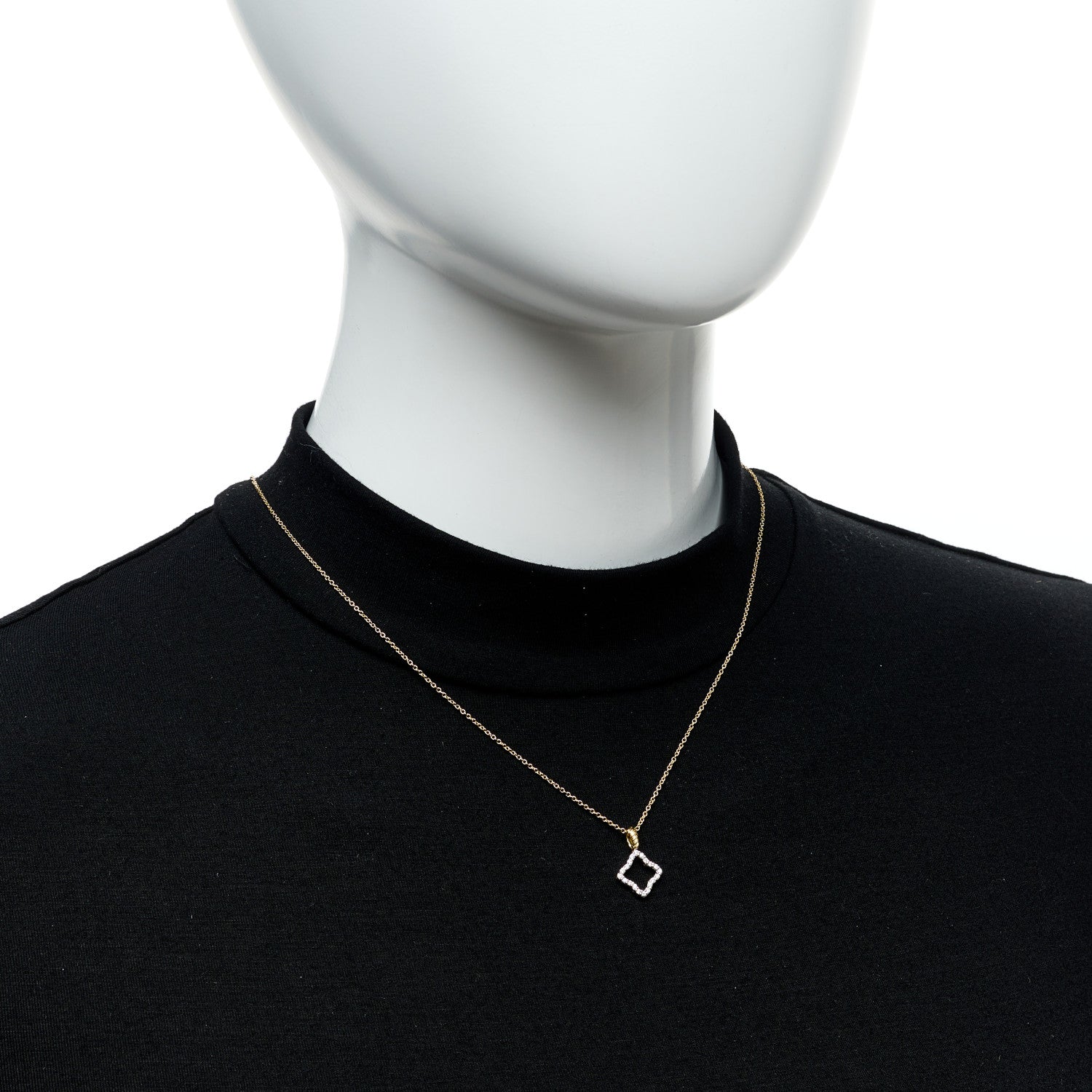 David Yurman 18K Yellow Gold Diamond Cable Collectibles Quatrefoil Pendant Necklace 5 of 5