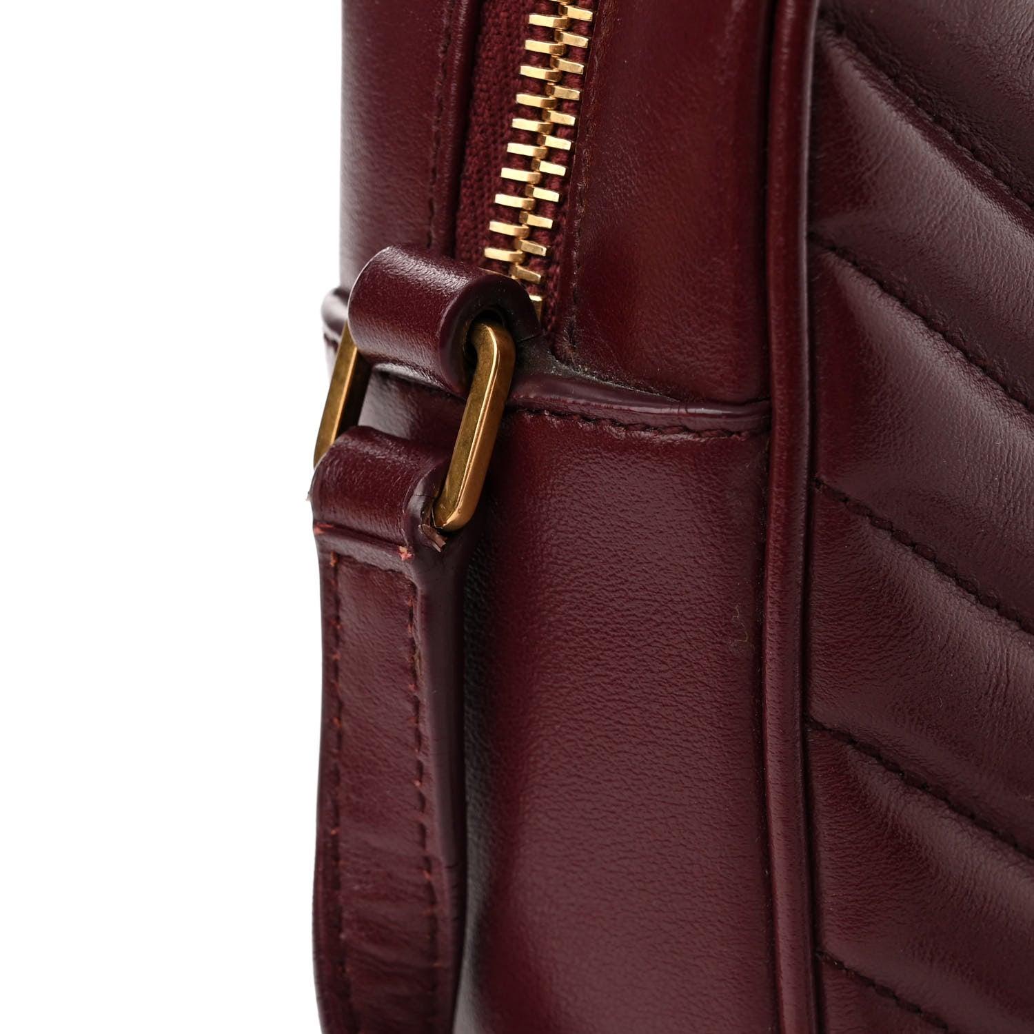 Saint Laurent Calfskin Matelasse Monogram Lou Camera Bag Dark Legion Red 10 of 11