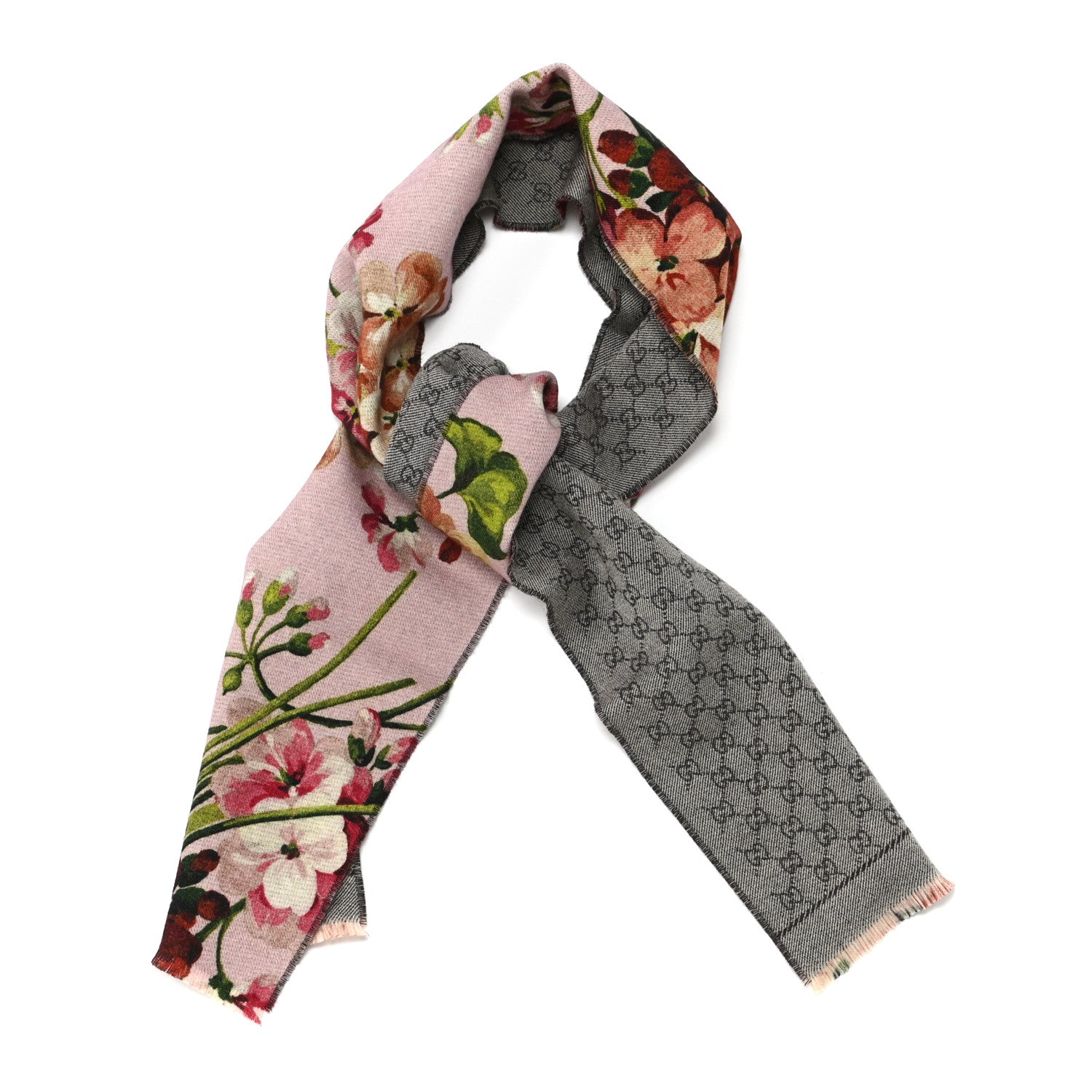 Gucci Wool GG Monogram Miniorophin Scarf Shell Pink 1 of 5