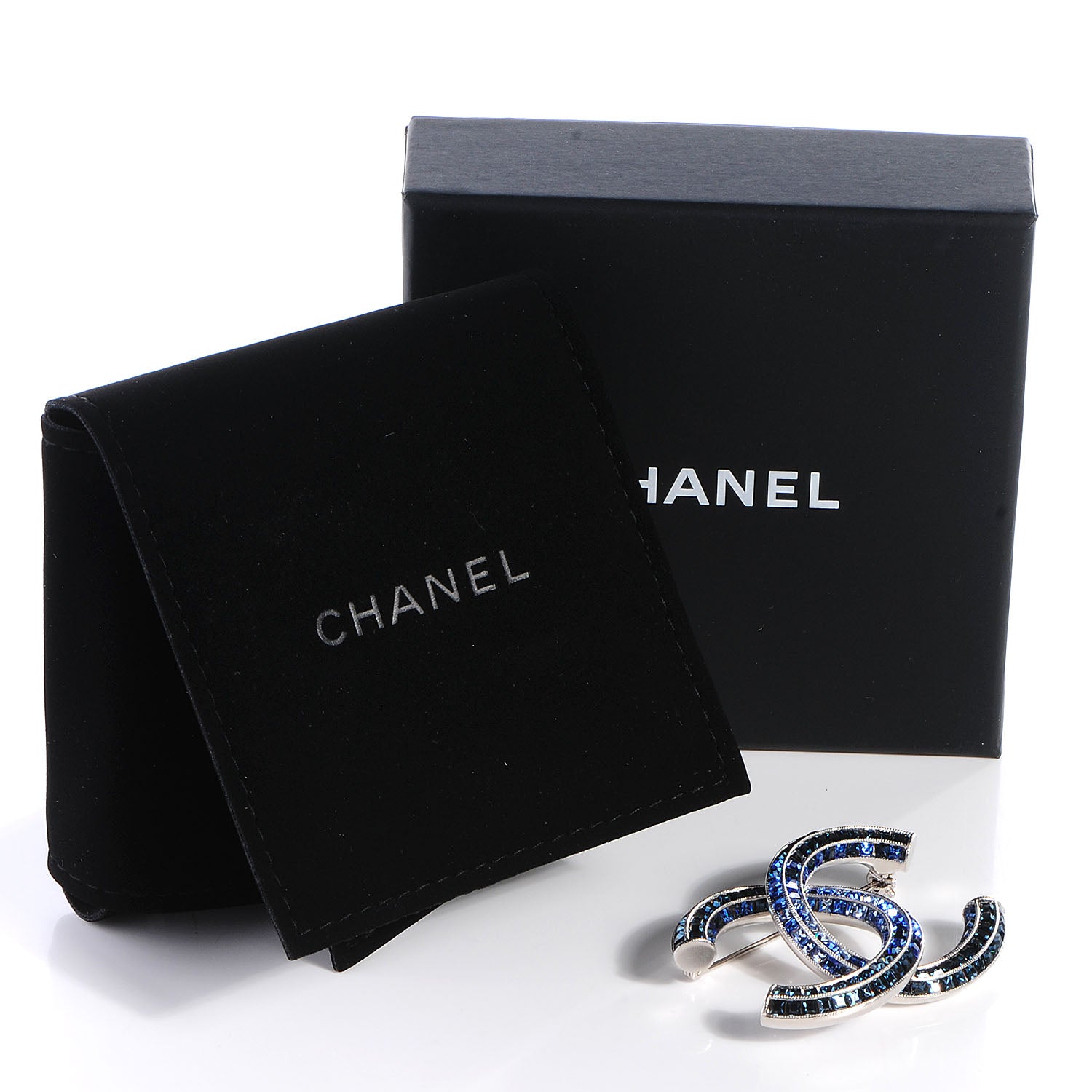 Chanel Crystal Baguette CC Brooch Blue 5 of 5