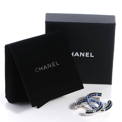 Chanel Crystal Baguette CC Brooch Blue 5 of 5