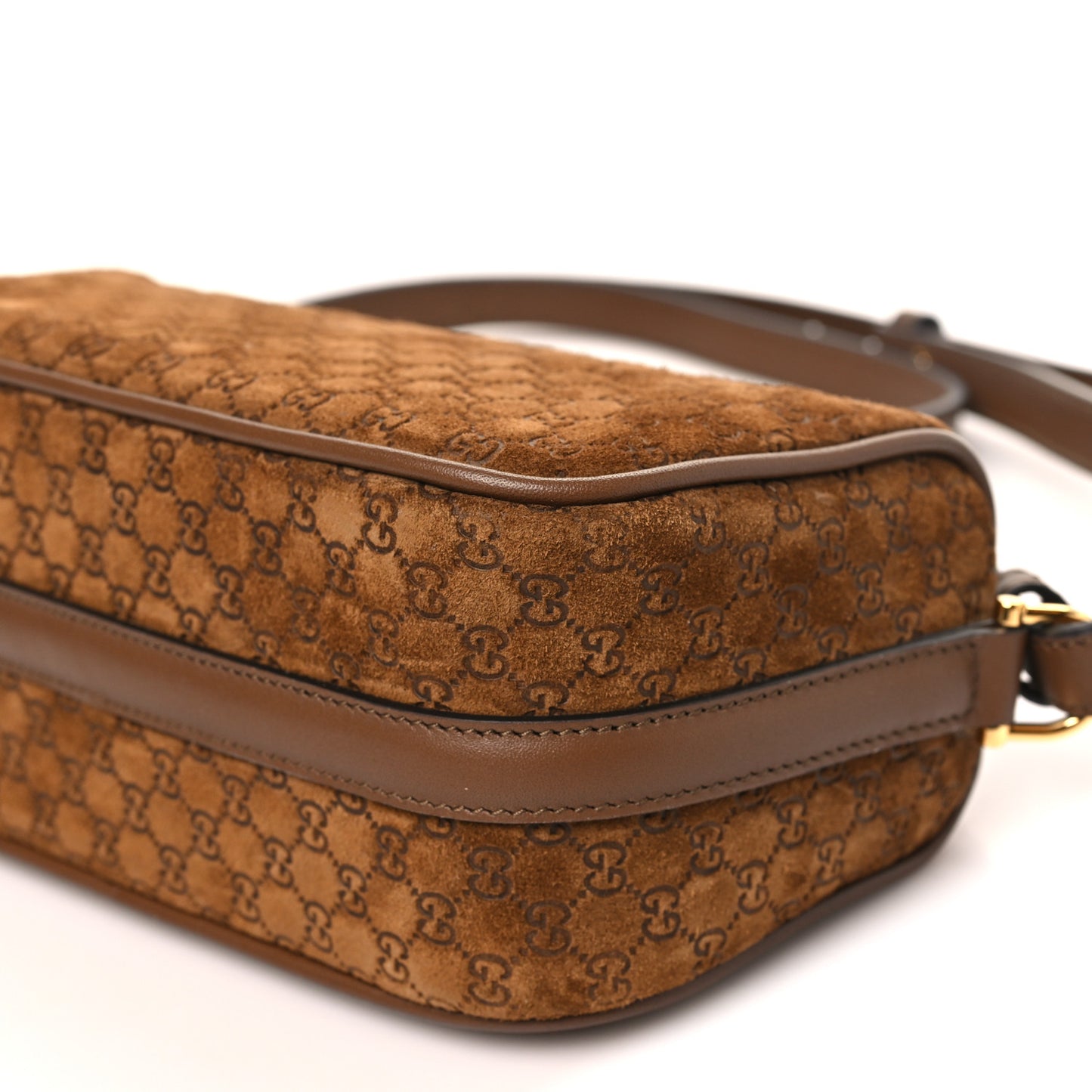 Suede GG Monogram Half Horsebit Mini Shoulder Bag Brown