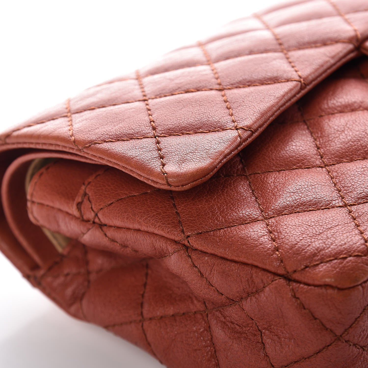 Chanel Glazed Lambskin Quilted Medium Double Flap Bijoux Chain Dark Orange 16 of 17