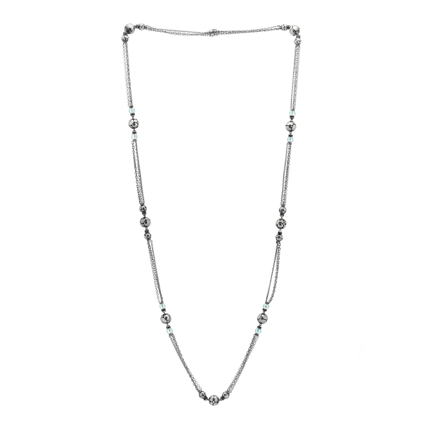 Sterling Silver Blue Topaz Kali Station Necklace
