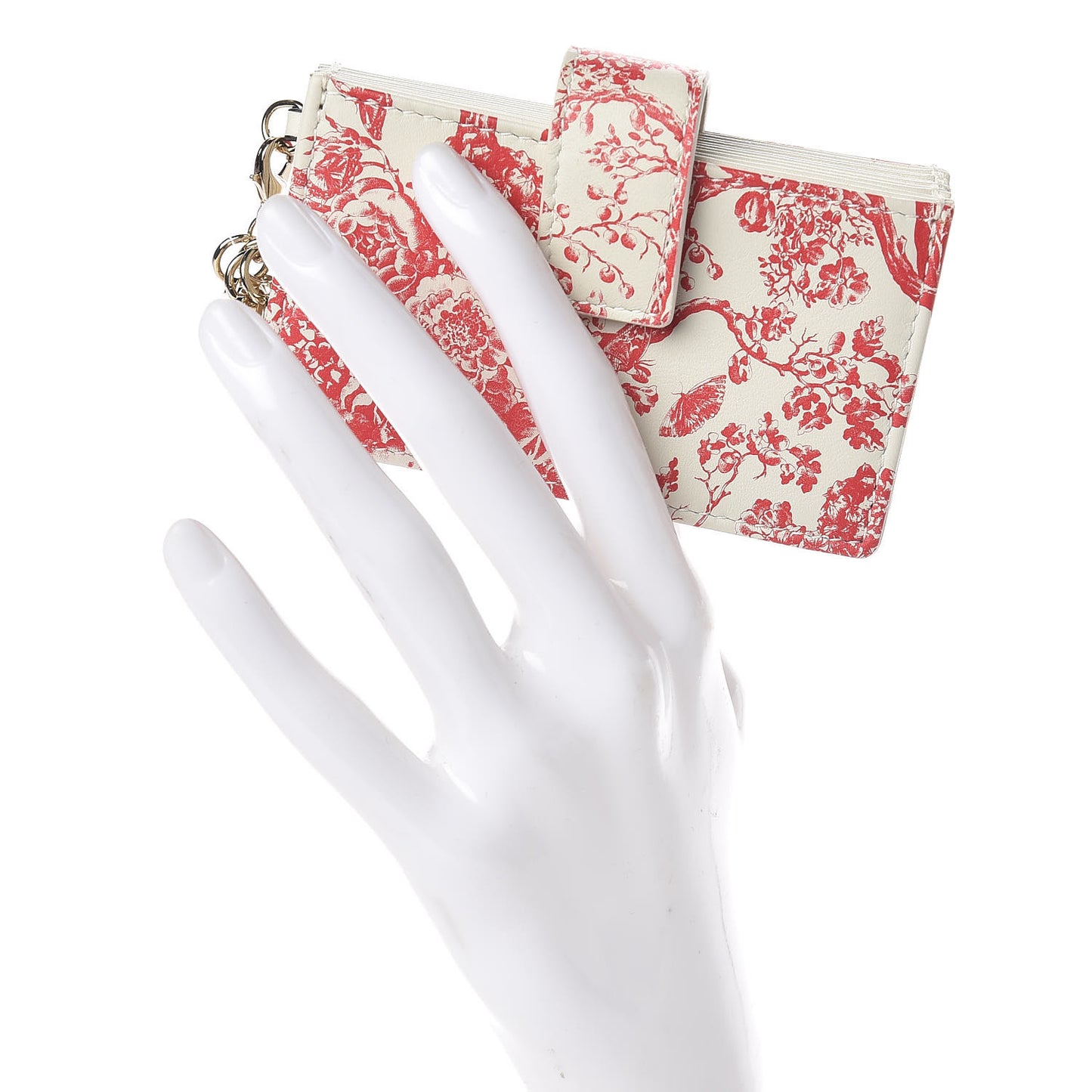 Calfskin Floral Print Lady Dior Gusseted Card Holder Latte Multicolor