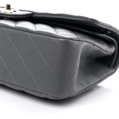 Chanel Lambskin Quilted Medium Double Flap Dark Grey 9 of 11