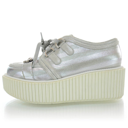 Chanel Lame Creeper Sneakers 38 Silver Stripe 1 of 6