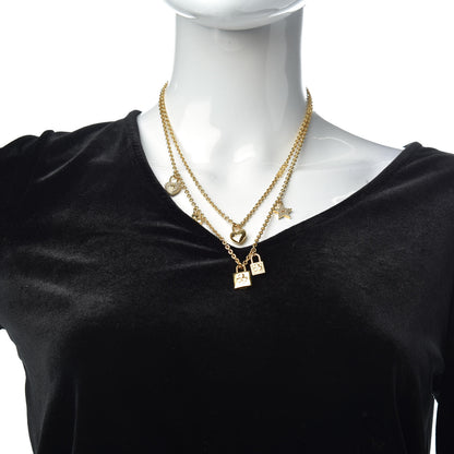 Christian Dior Metal Crystal Multi Strand Charms Necklace Gold 2 of 6