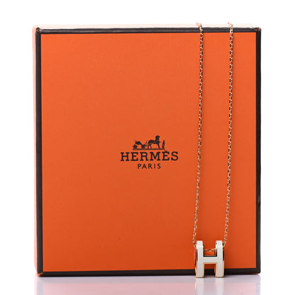Hermes Lacquered Rose Gold Pop H Pendant Necklace White 7 of 7