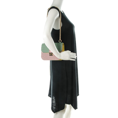 Valentino Garavani Vitello Crystal Embellished Watercolor Small Glam Lock Rockstud Flap Rose Green Yellow Sky 2 of 10