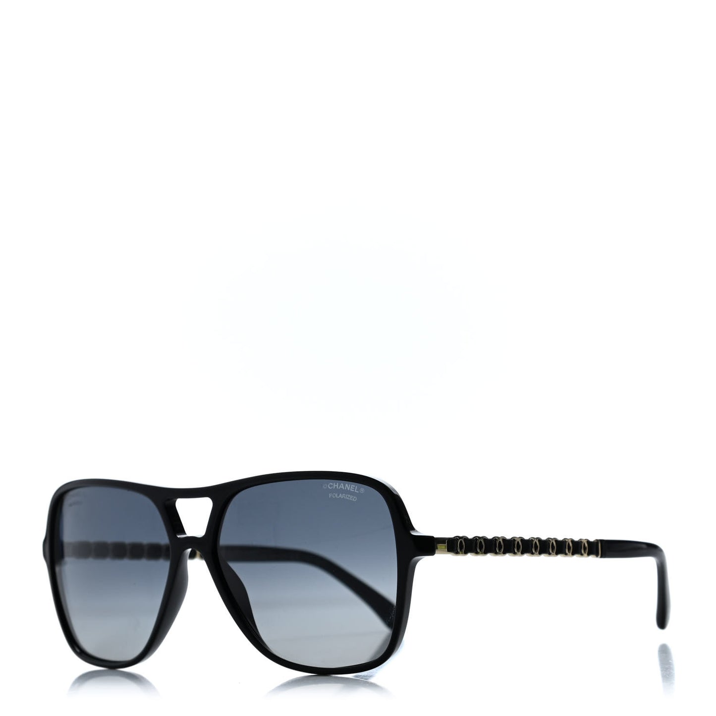 Metal Calfskin CC Chain Pilot Sunglasses 5439-Q Black