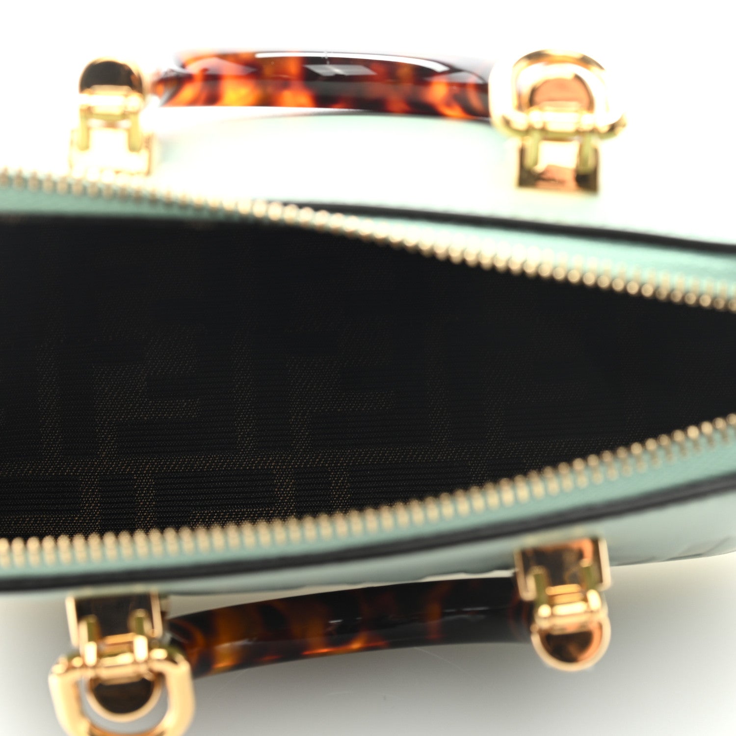 Fendi Vitello King Plexiglass Logo Embossed Mini By The Way Top Handle Boston Bag Menta 5 of 8