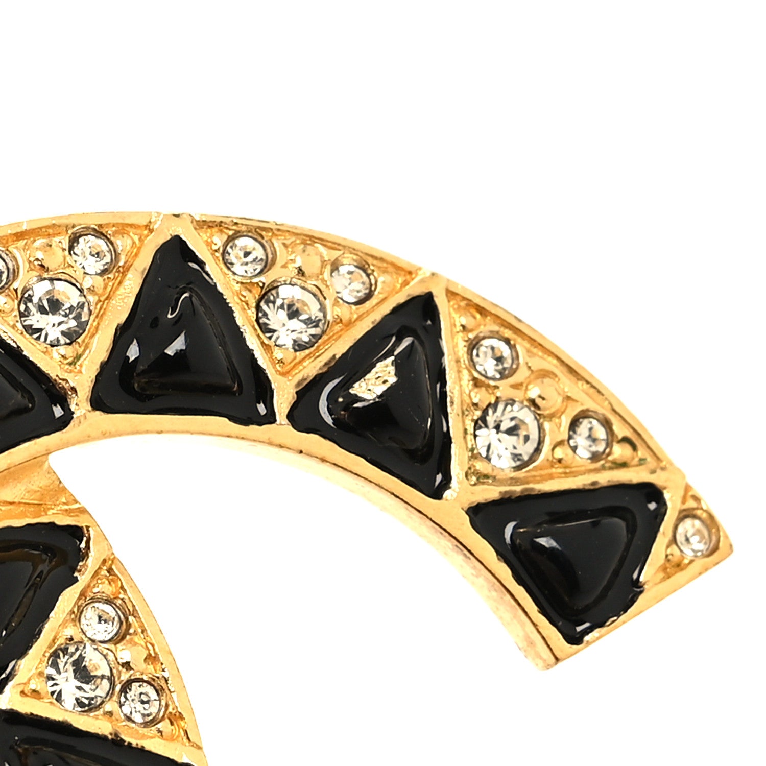 Chanel Metal Crystal Enamel CC Brooch Black Gold 5 of 5