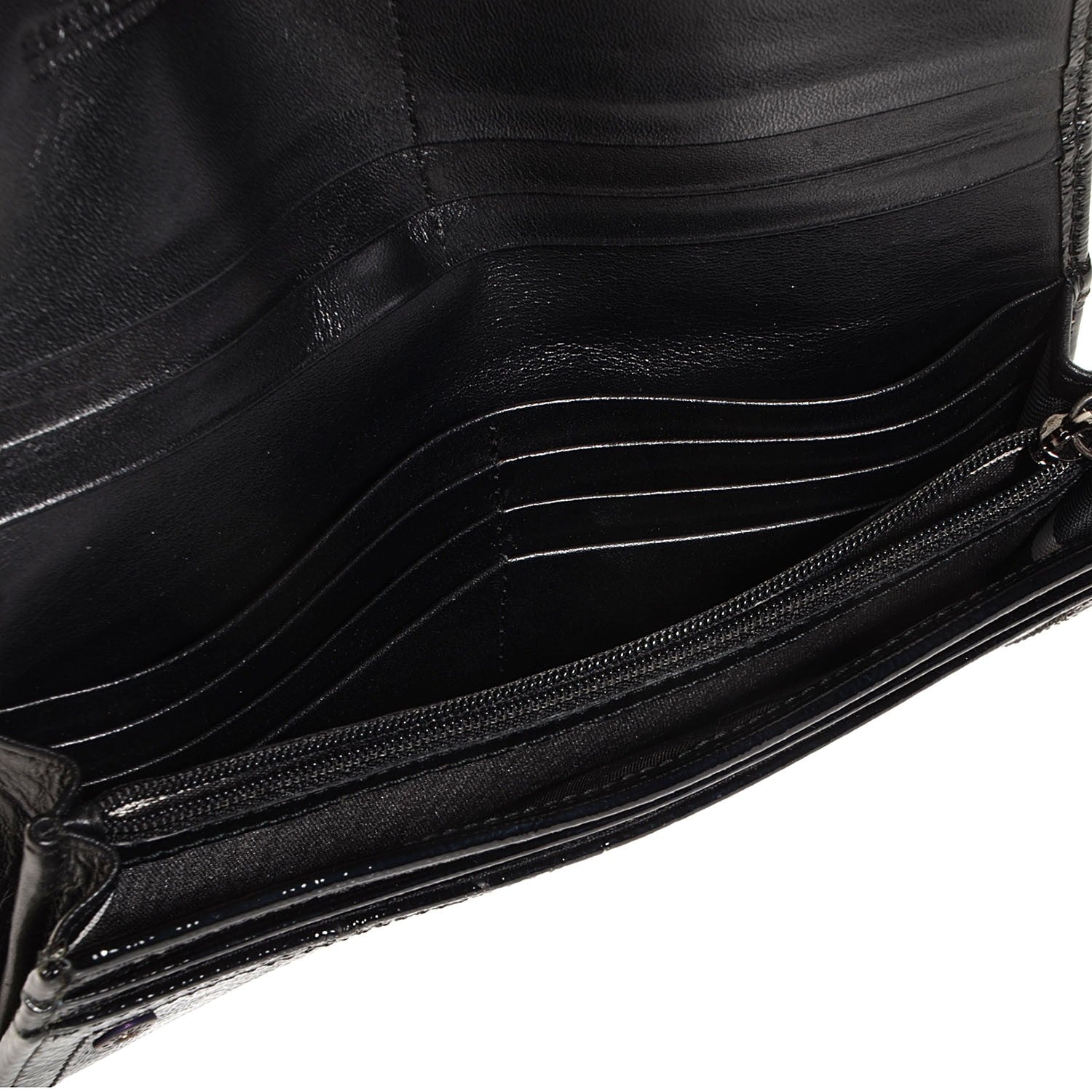 Burberry Crinkled Patent Continental Wallet Black 6 of 9