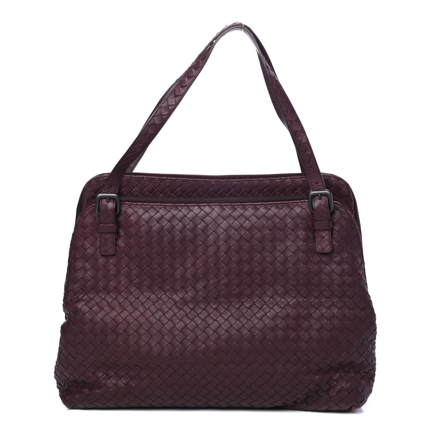 Nappa Intrecciato Double Compartment Tote Aubergine