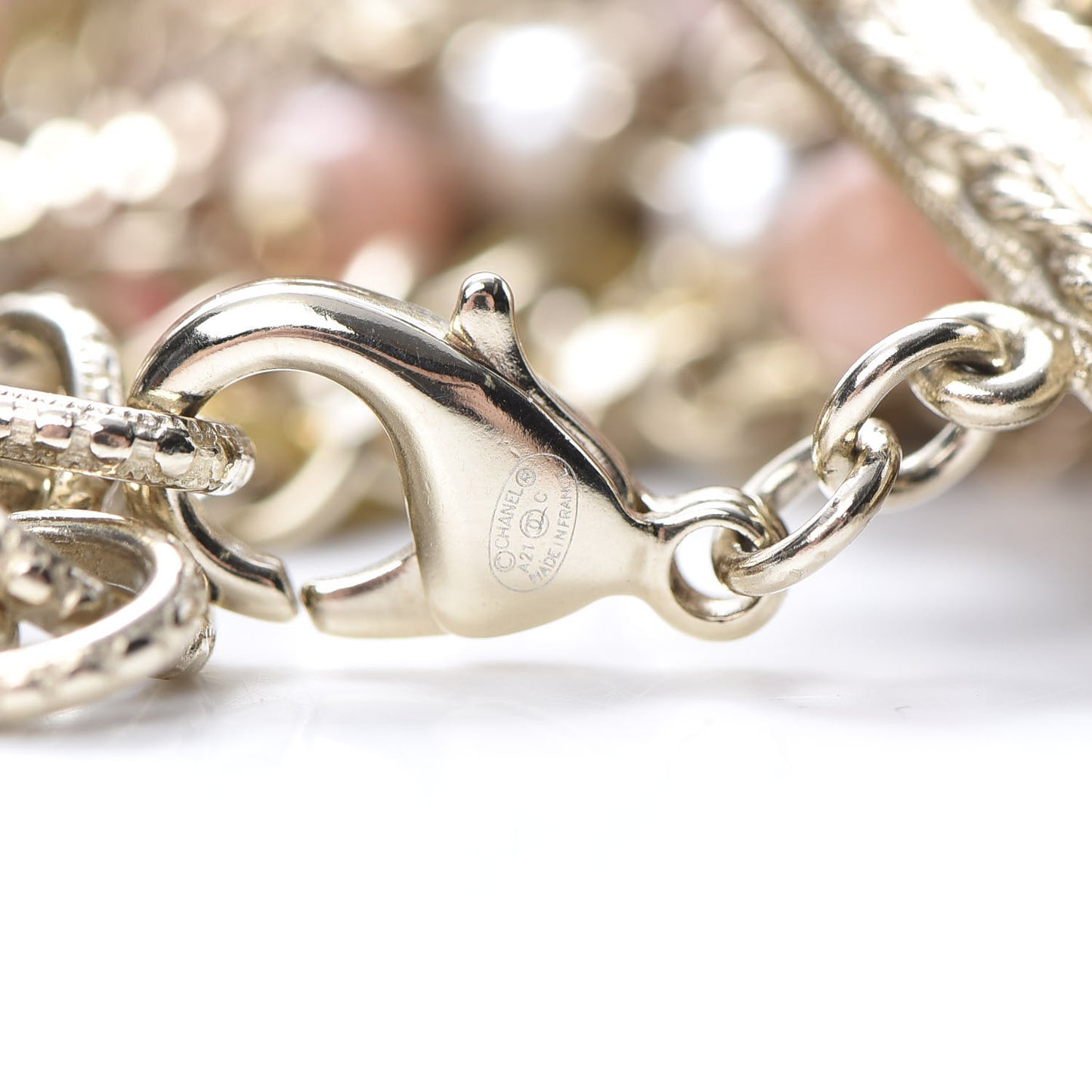 Crystal Pearl Resin Multistrand Chain CC Bracelet Gold Multicolor
