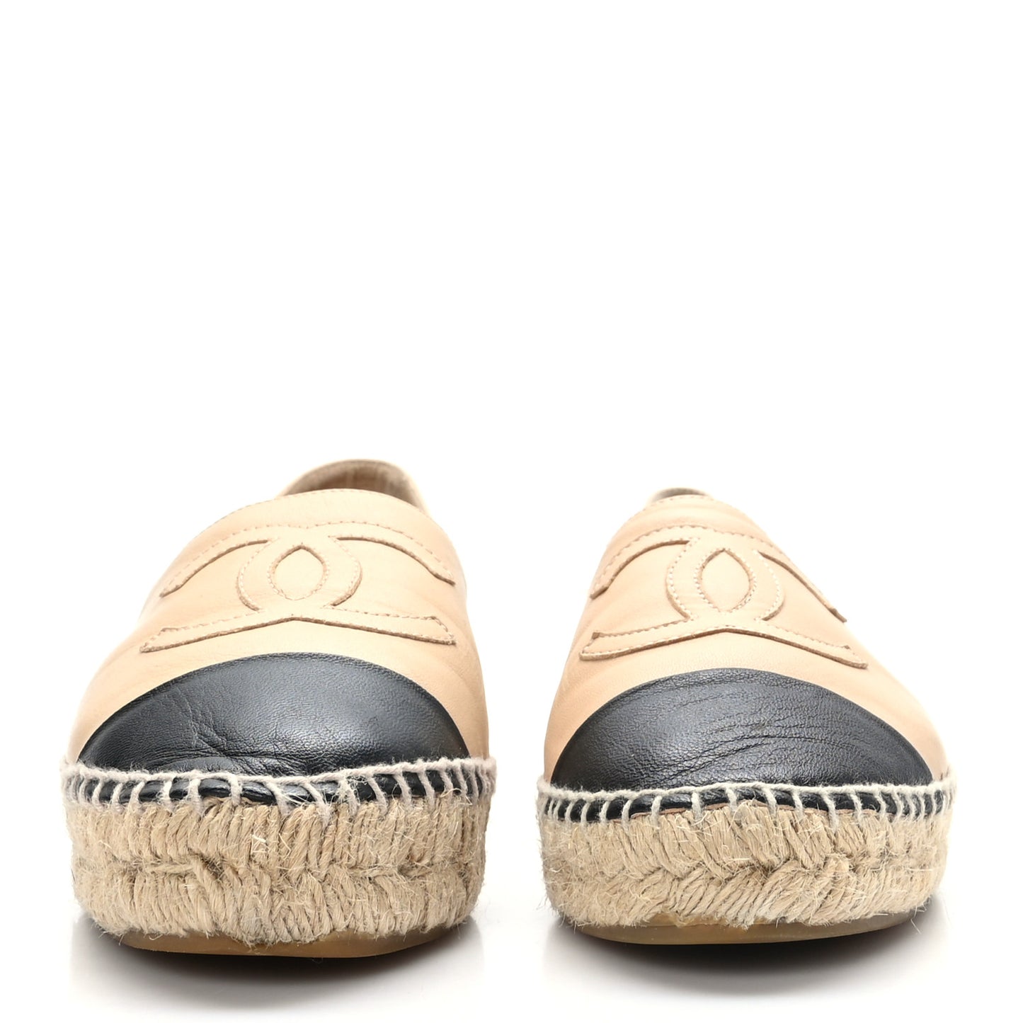Lambskin CC Espadrilles 36 Beige Black