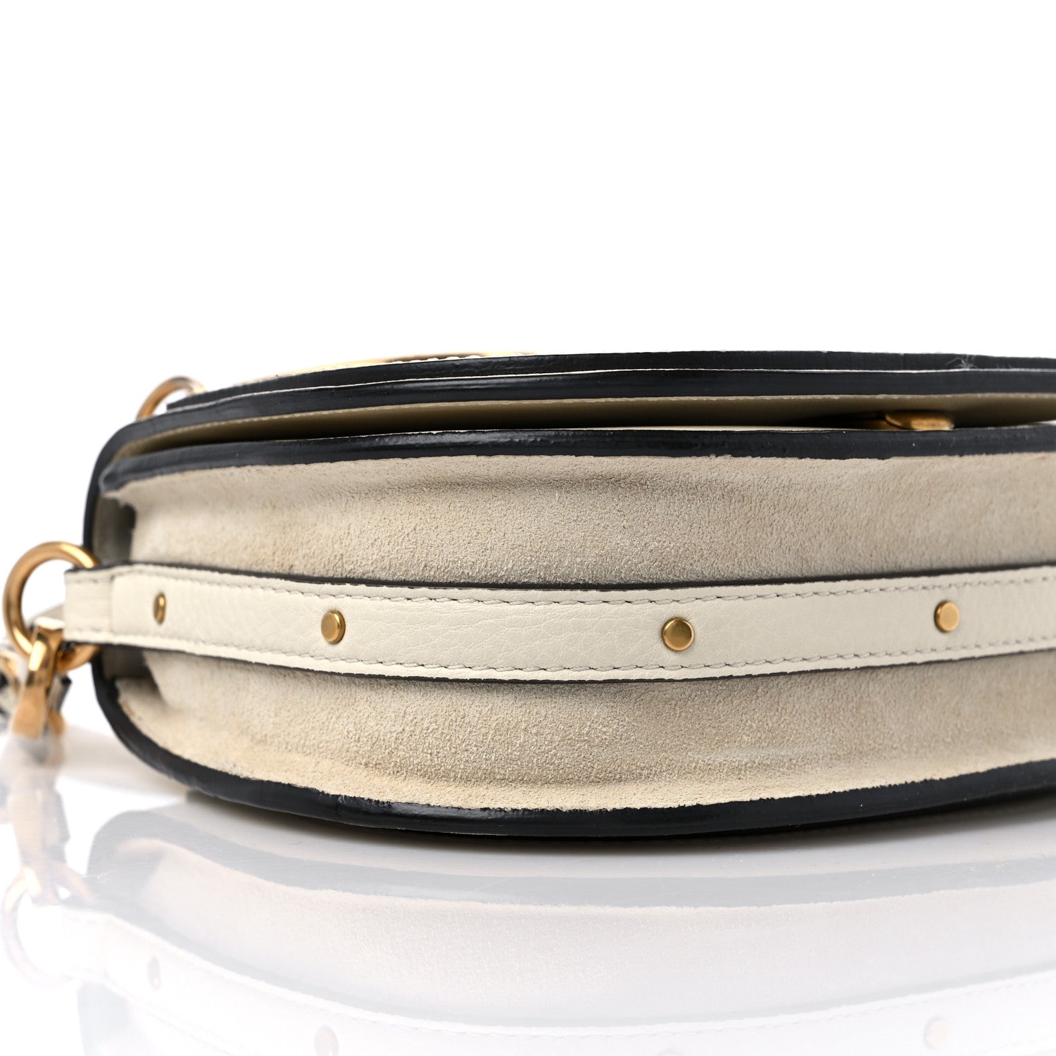 Chloe Calfskin Suede Small Nile Bracelet Bag Off White 7 of 12