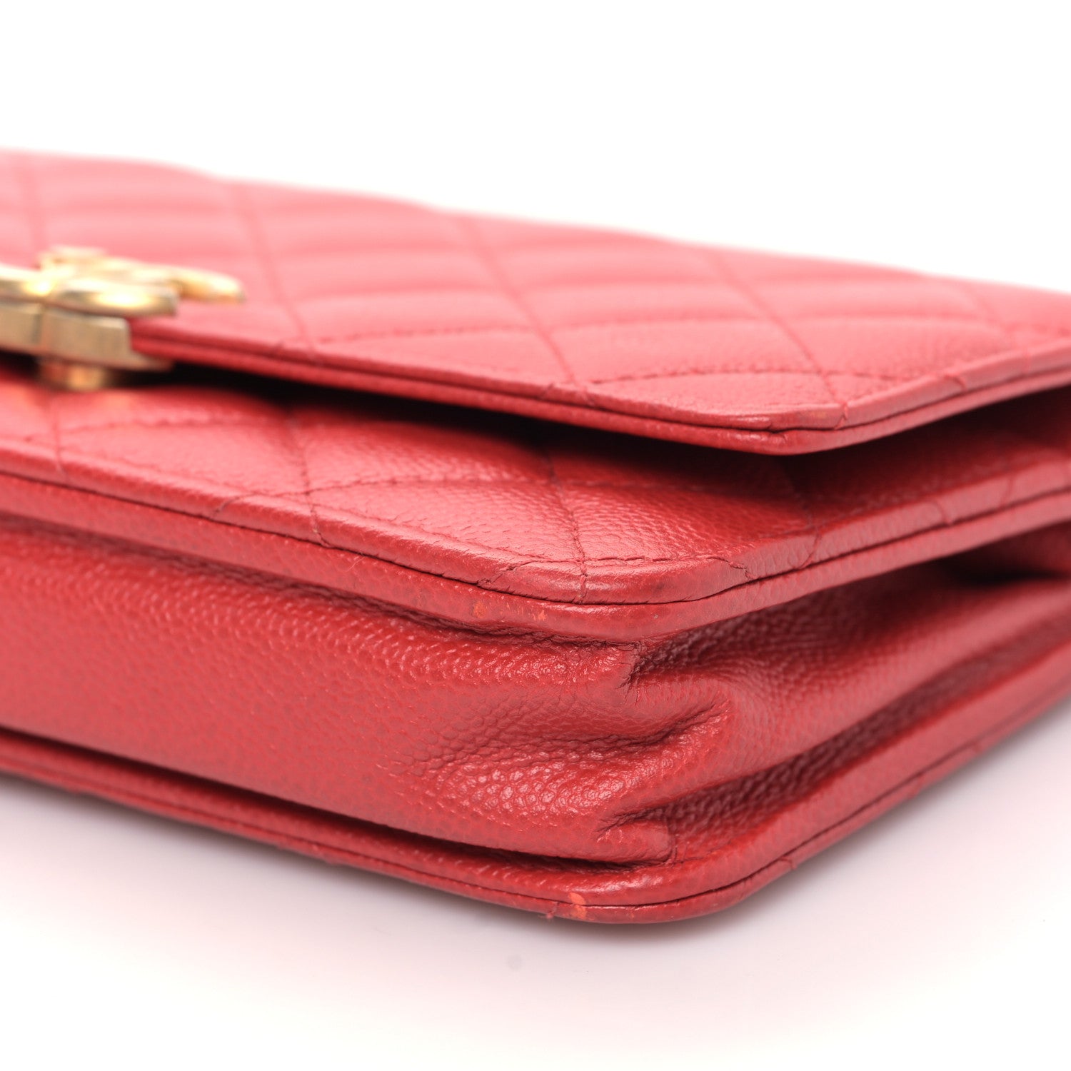 Chanel Shiny Caviar Quilted Chain Melody Wallet on Chain WOC Red 10 of 10