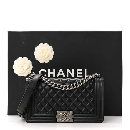 Chanel Lambskin Quilted Medium Boy Flap Black 12 of 12
