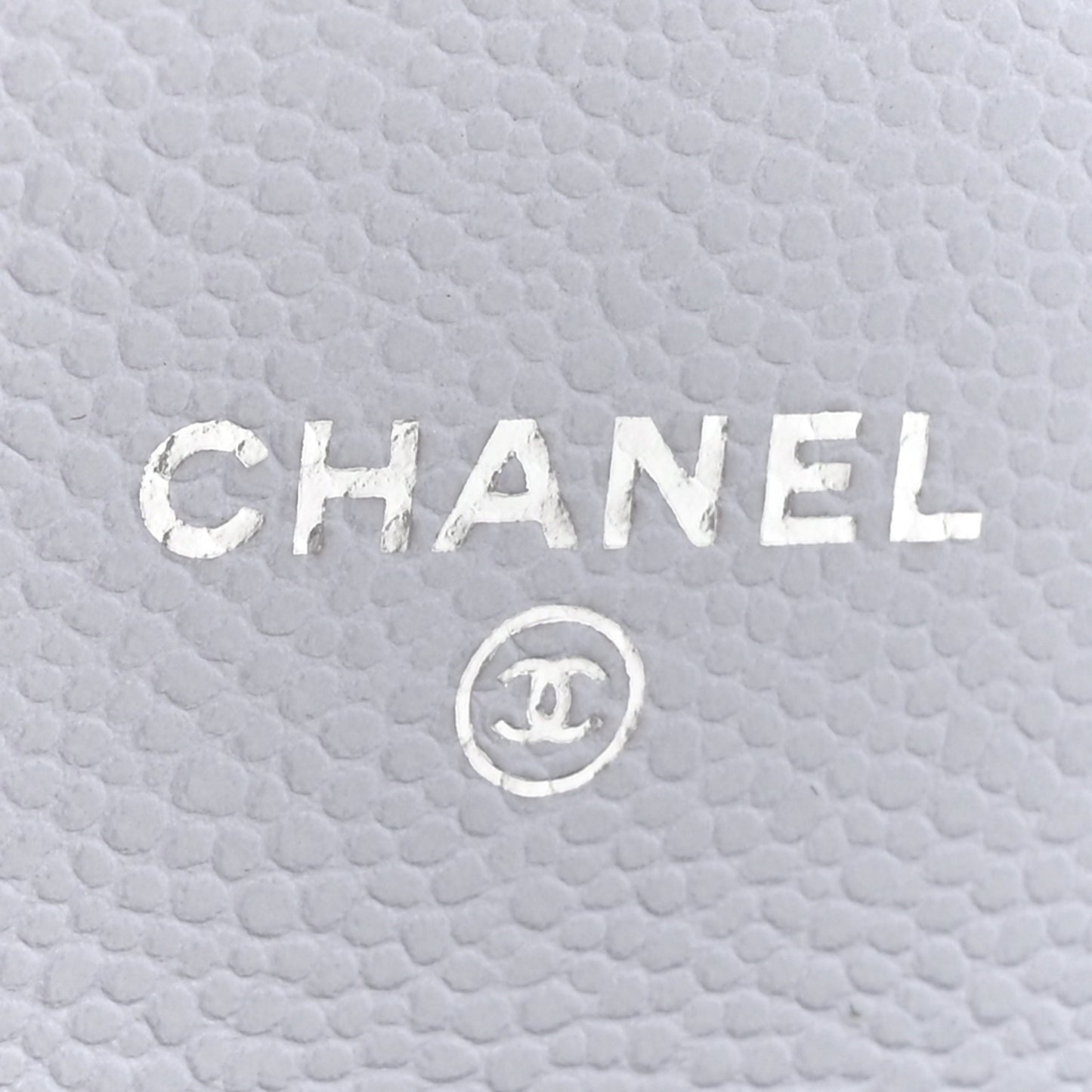 Caviar Quilted Flap Card Holder Wallet Light Grey