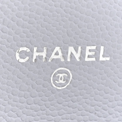 Chanel Caviar Quilted Flap Card Holder Wallet Light Grey 6 of 9