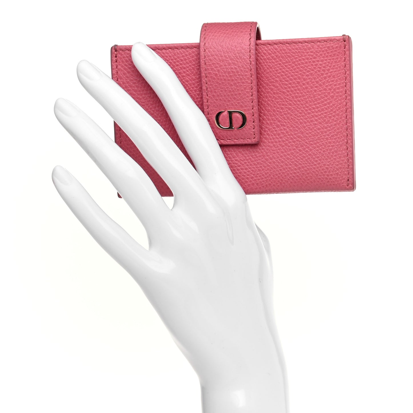 Grained Calfskin Gusseted Card Holder Pink