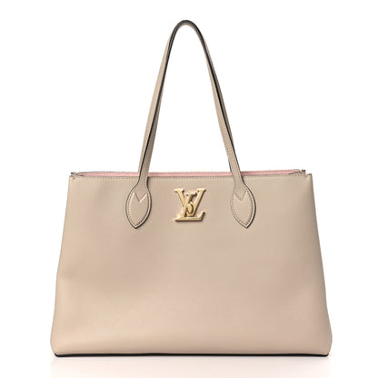 Louis Vuitton Grained Calfskin Lockme Shopper Greige 1 of 8