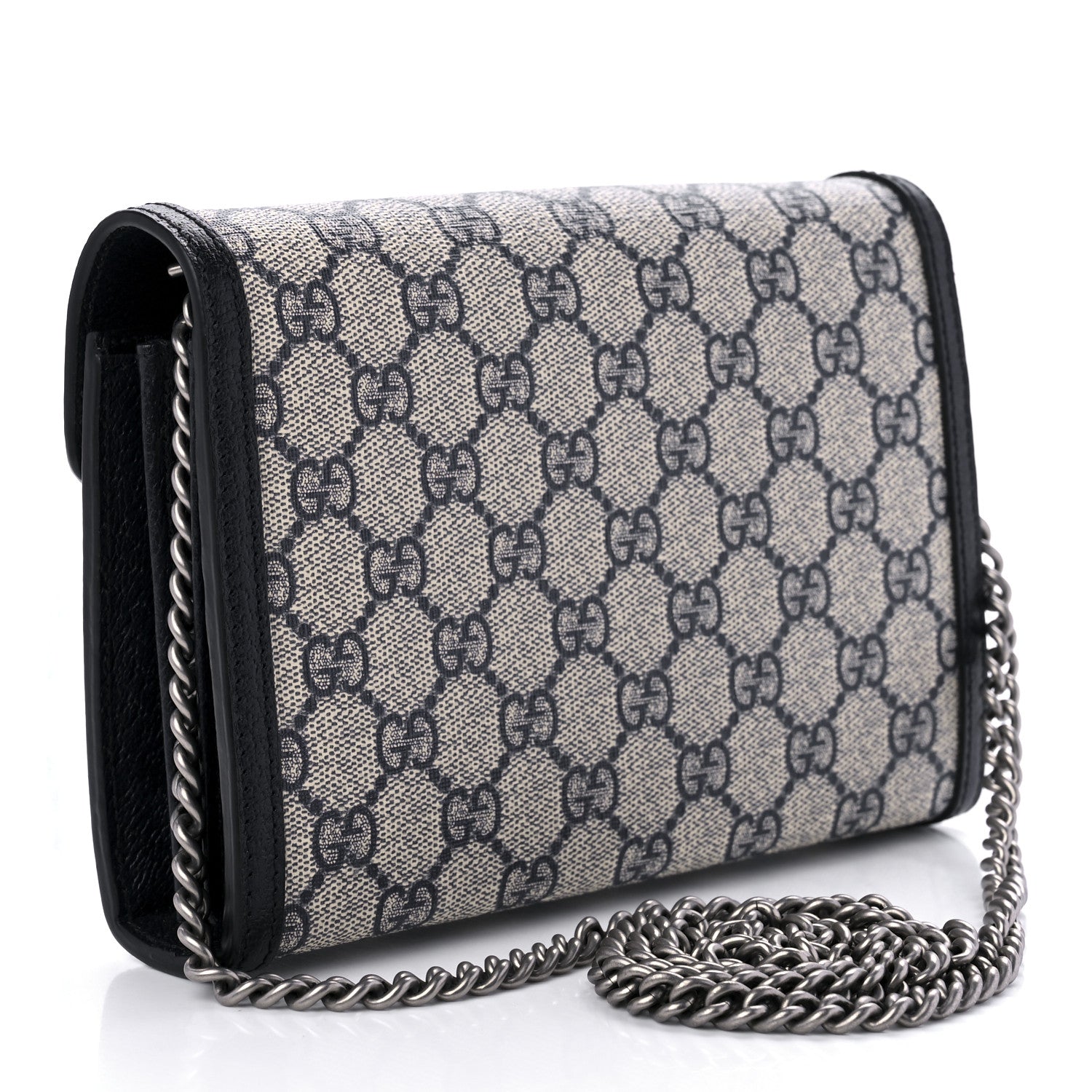 Gucci GG Supreme Monogram Textured Dollar Calfskin Mini Dionysus Chain Wallet Beige Blue 2 of 7