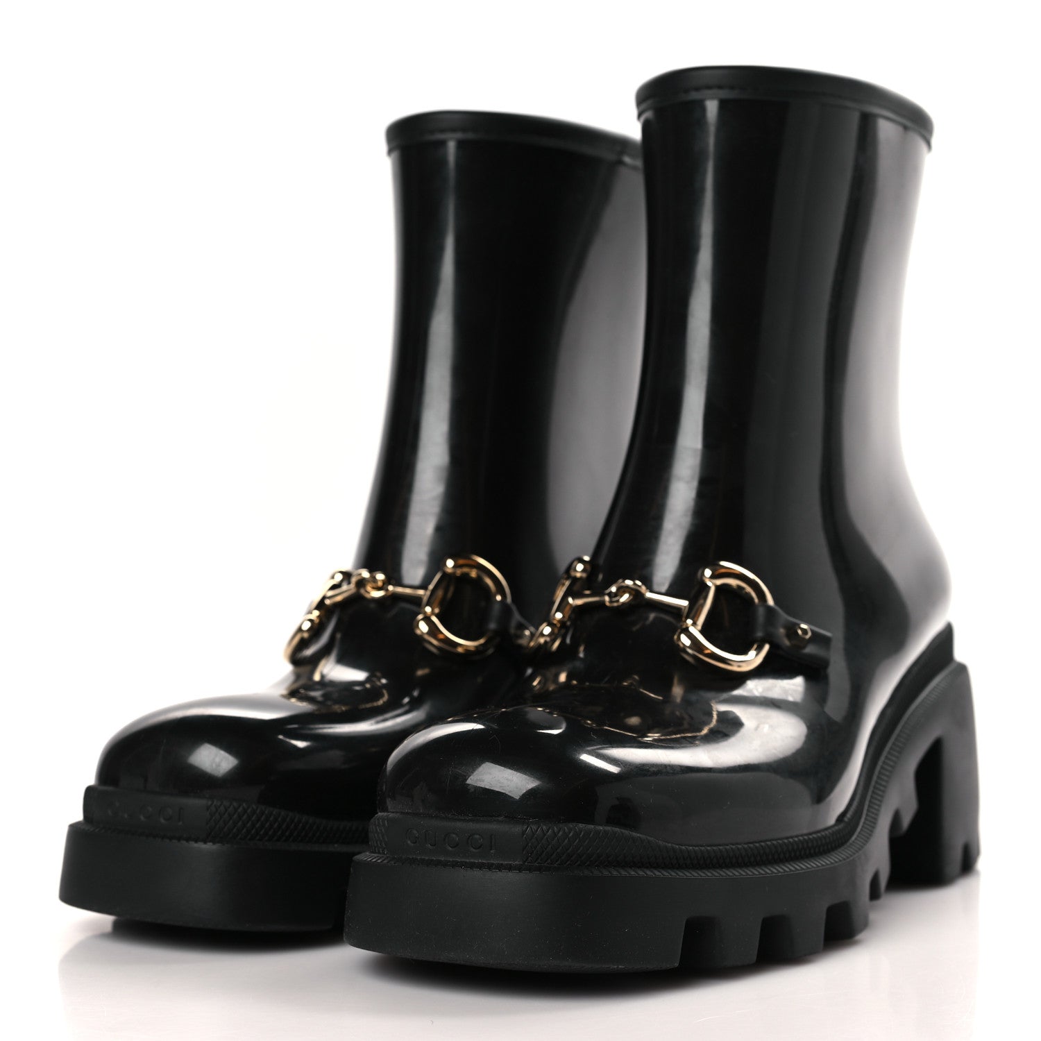 Gucci Rubber Womens Horsebit Ankle Boots 39 Black 3 of 7