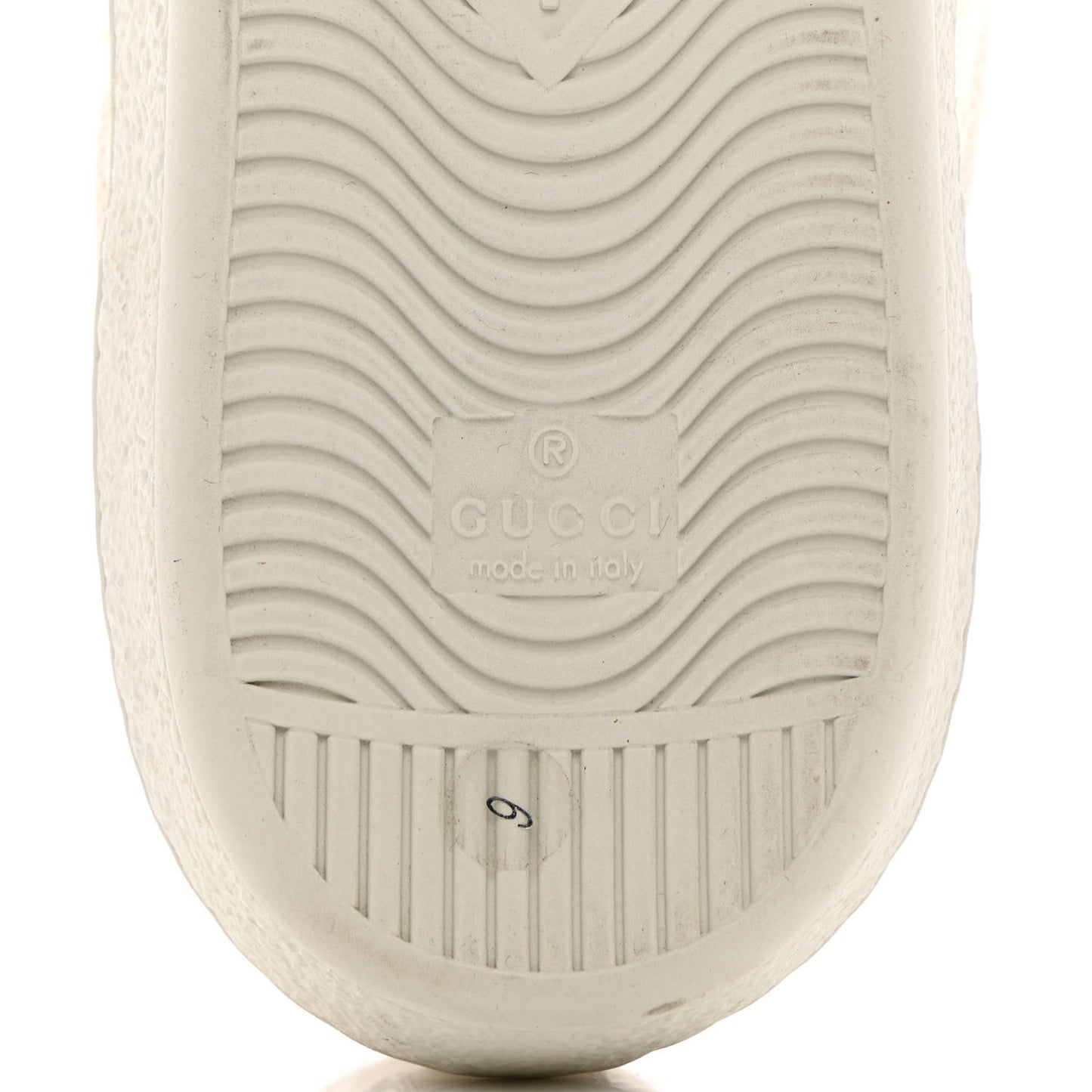 Calfskin GG Tennis Embossed Mens Ace Sneakers 9 Mystic White