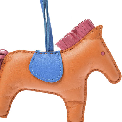 Hermes Milo Lambskin Grigri Rodeo Horse Bag Charm MM Orange Bleu Zanzibar Rose Azalee 5 of 5