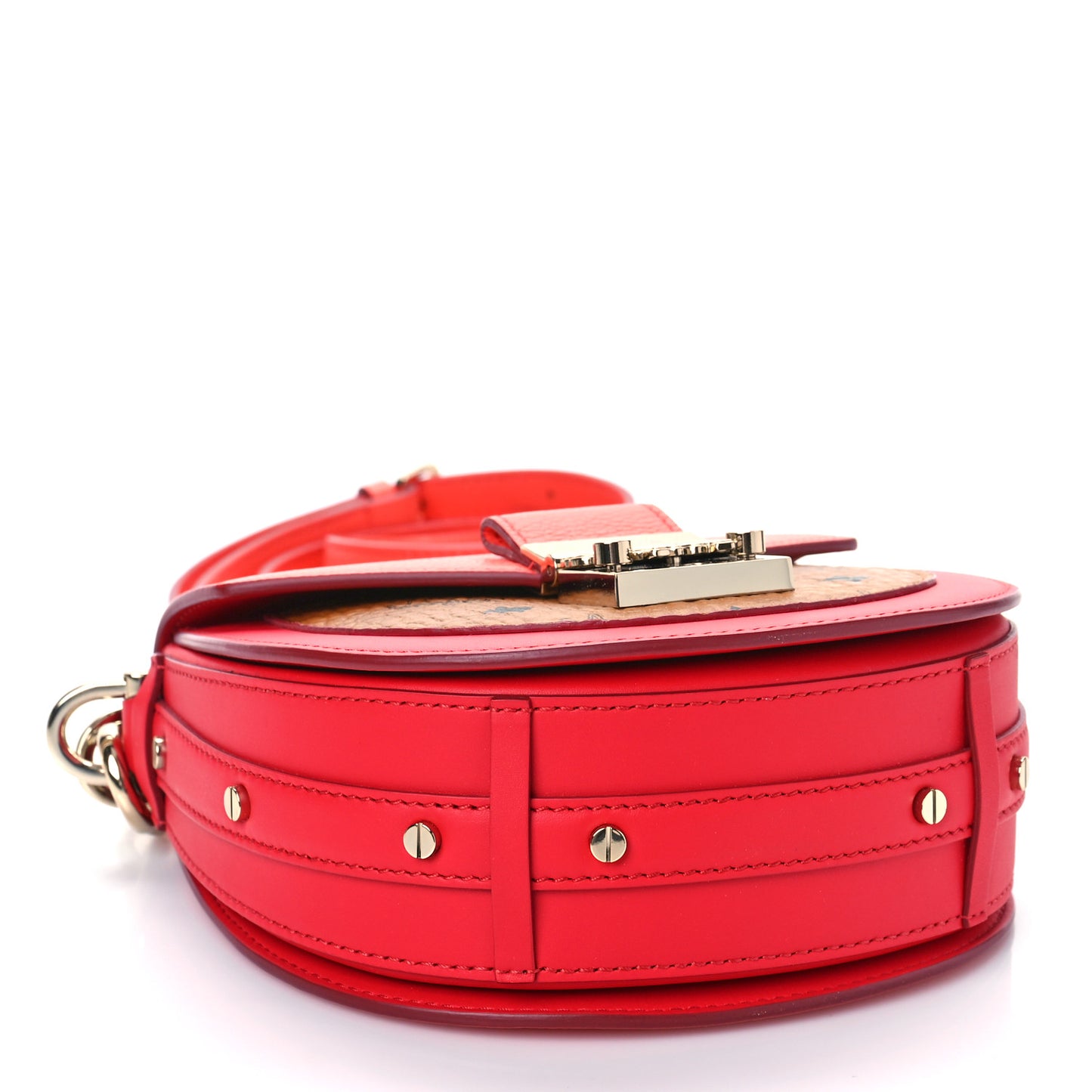 Visetos Calfskin Small Patricia Shoulder Bag Cognac Red