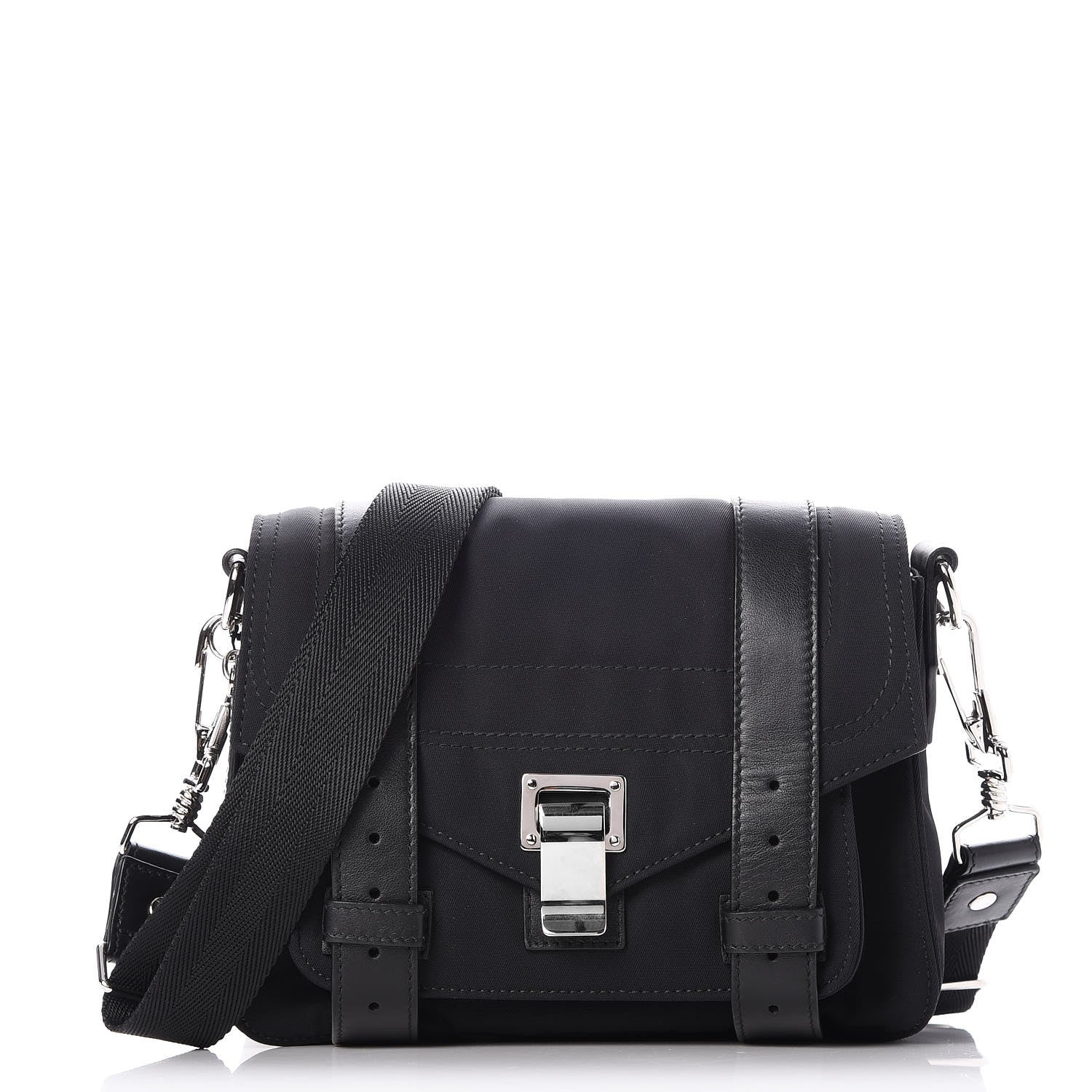 Proenza Schouler Nylon Calfskin PS1 Pouch Messenger Black 1 of 8