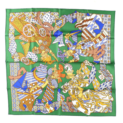 Hermes Silk Duels Oniriques Scarf 90 Emeraude Bleu Vif 1 of 3