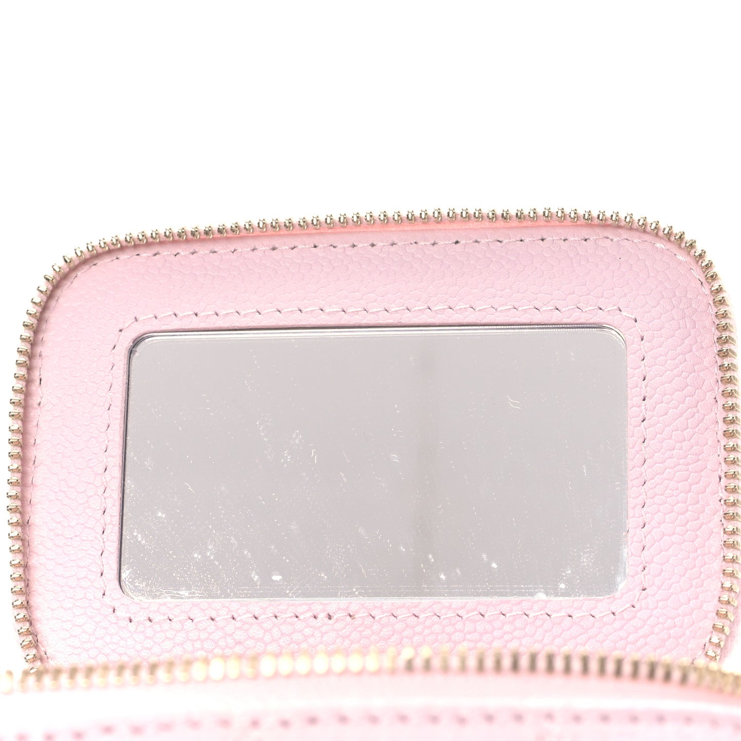 Caviar Quilted Mini Vanity Case With Chain Light Pink