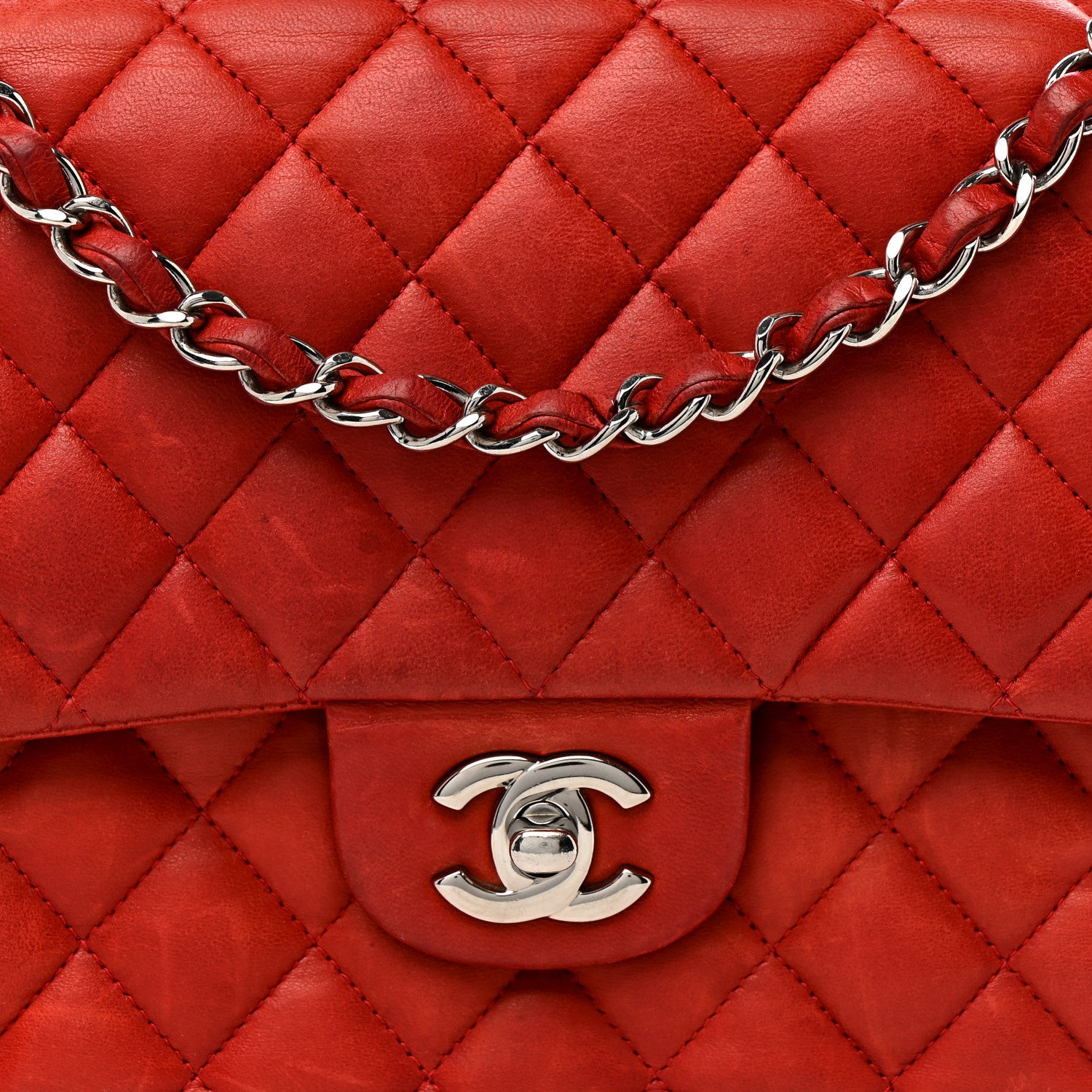 Chanel Lambskin Quilted Medium Double Flap Red 8 of 23