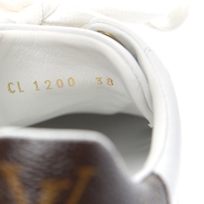 Louis Vuitton Lambskin Embossed Monogram Time Out Sneakers 38 White 8 of 9