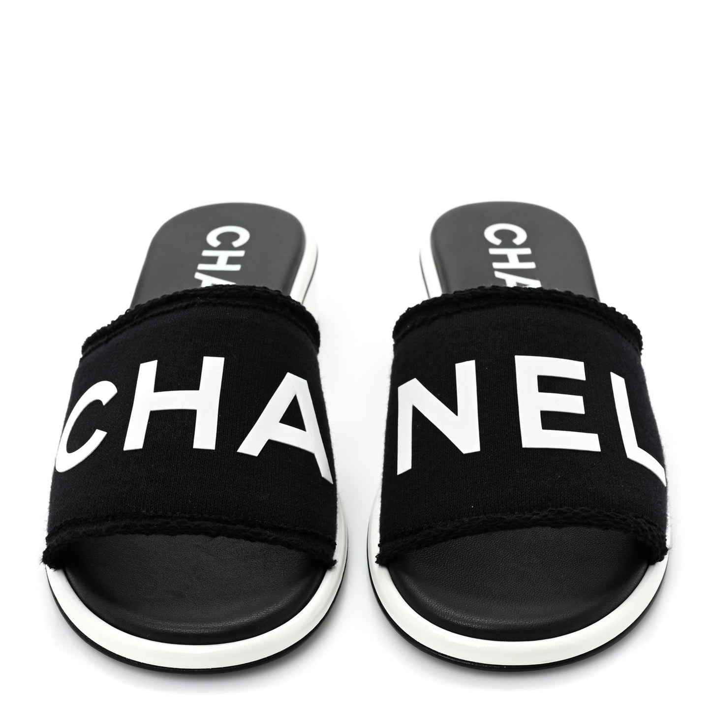 Cotton Logo Mule Sandals 35 Black White