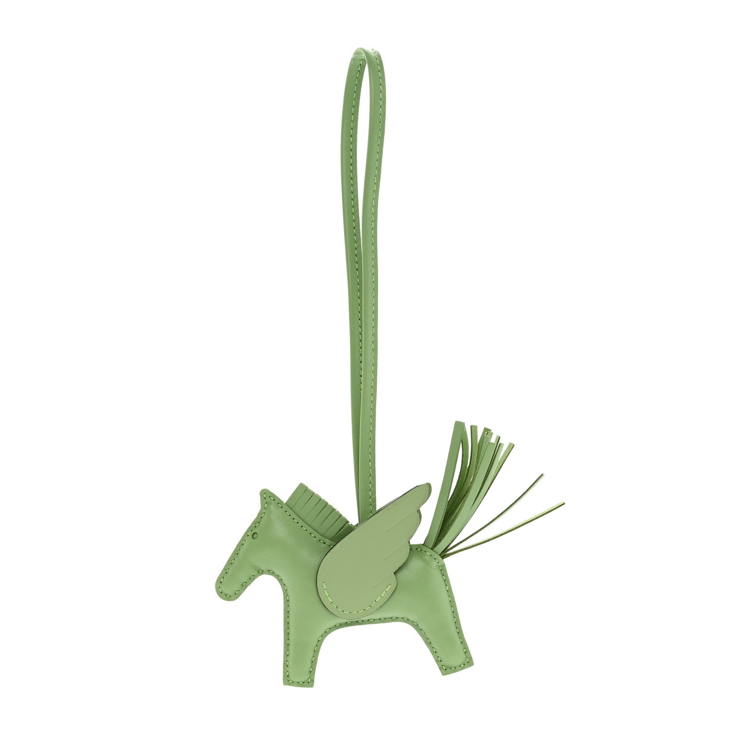 Hermes Milo Lambskin Grigri Rodeo Pegase Horse Bag Charm PM Vert Criquet 1 of 5