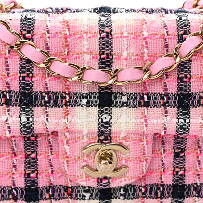 Chanel Metallic Tweed Quilted Mini Rectangular Flap Pink Navy White 8 of 11