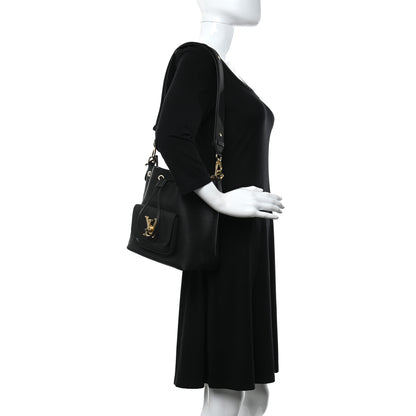 Louis Vuitton Calfskin Lockme Bucket MM Black 2 of 10