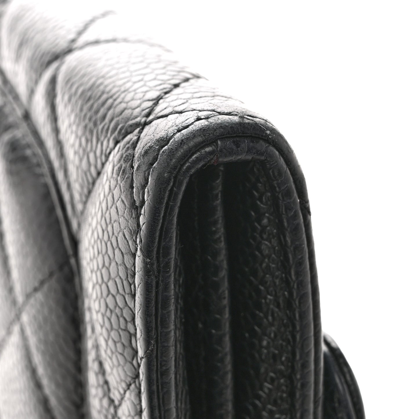 Caviar Quilted Large Gusset Flap Wallet Black